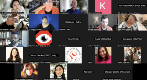 screenshot of a zoom call gallery from a previous difxtech talk, with a dozen or so of the many attendees showing 