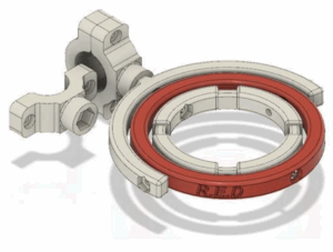 diagram of the parts of a gyroscopic cup holder with rings within rings