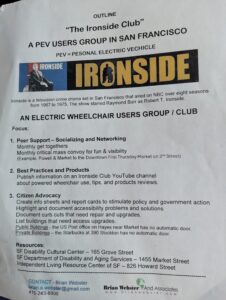 a flyer advertising a new club for power wheelchair or scooter users