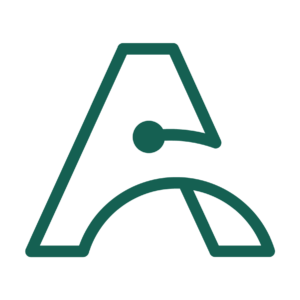 A stylized outline of the letter A with a round dot and a swoopy aspect to it, the Ability Central Logo