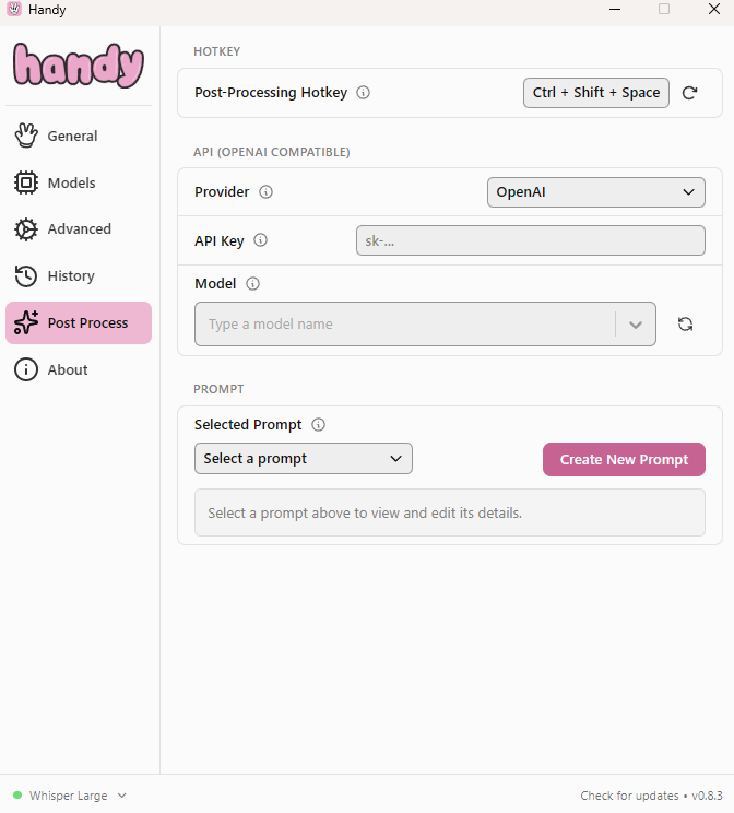 Handy Post Process settings